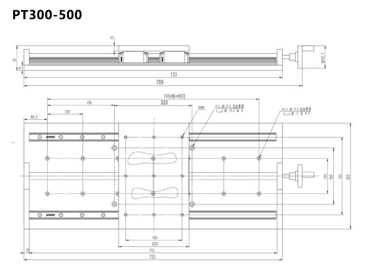 PT300 手動平移臺大臺面承載大100公斤位移臺手搖滑臺