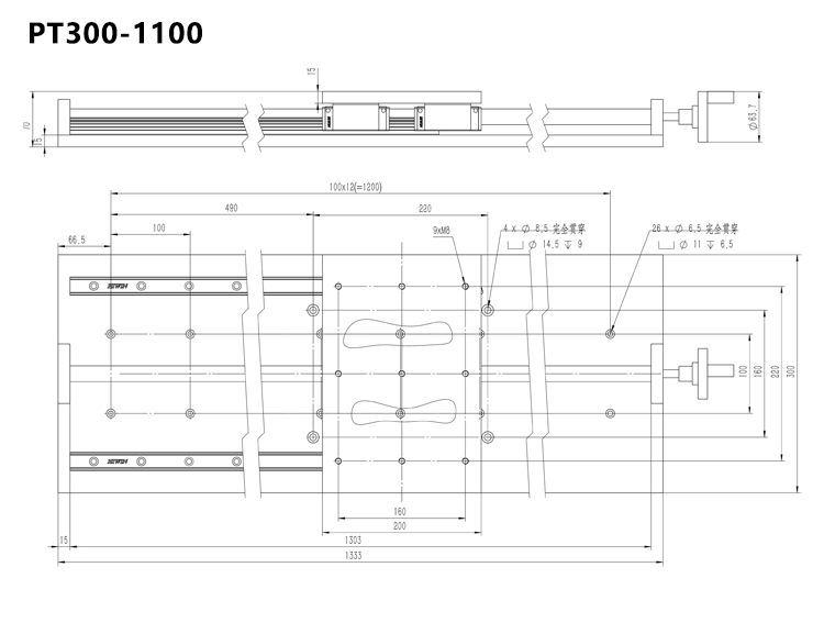 PT300 手動平移臺大臺面承載大100公斤位移臺手搖滑臺