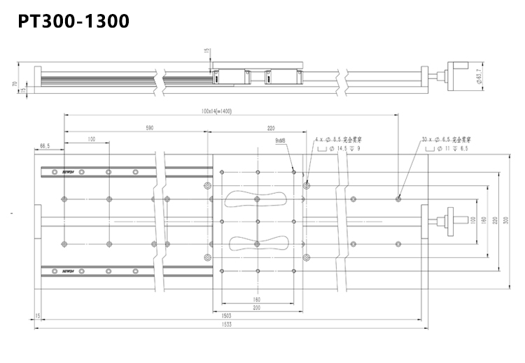 PT300 手動平移臺大臺面承載大100公斤位移臺手搖滑臺