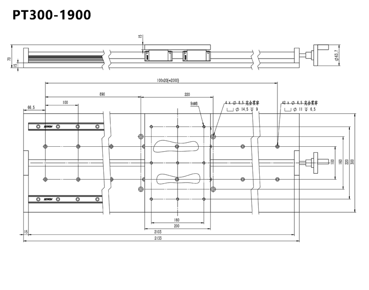 PT300 手動平移臺大臺面承載大100公斤位移臺手搖滑臺