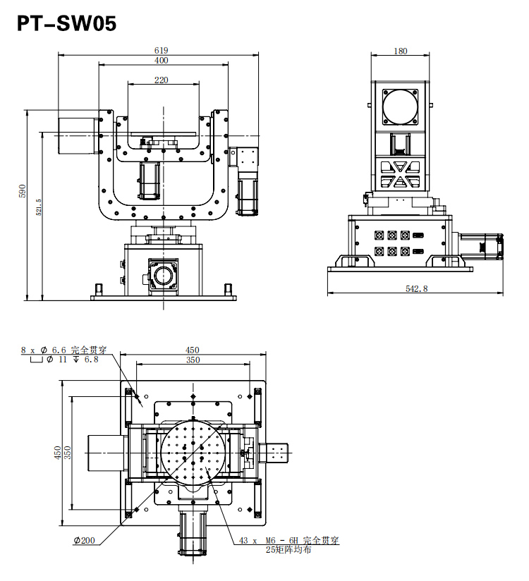 PT-SW05 高精度電動三維轉(zhuǎn)臺 三維位移臺