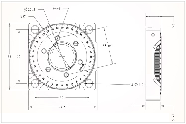 手動旋轉(zhuǎn)鏡架360度分度臺光學(xué)實驗室透鏡調(diào)整架 PT-SD92
