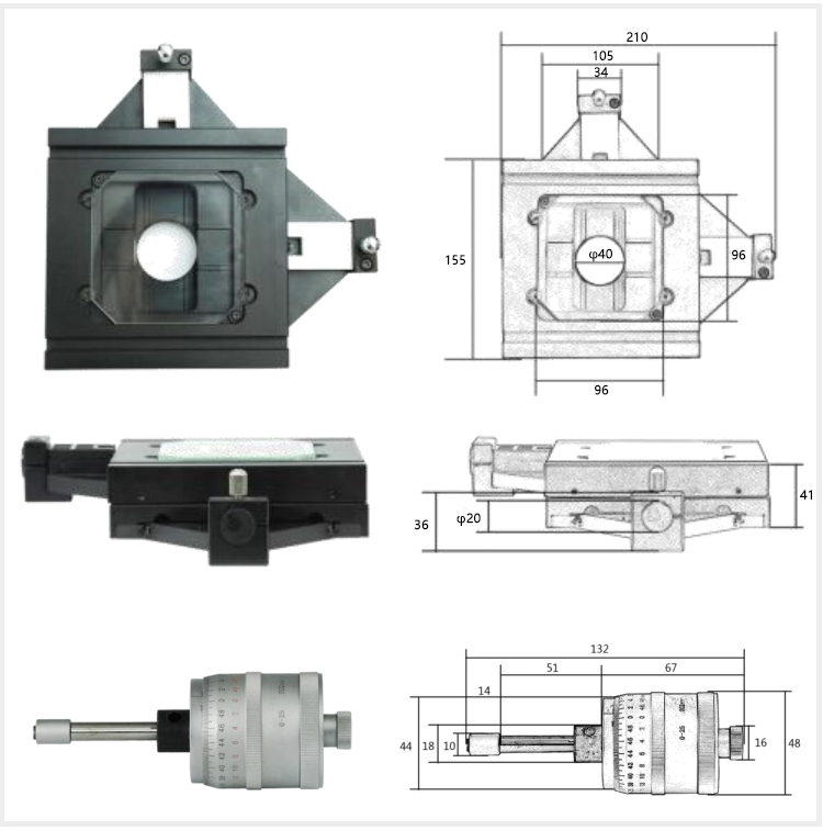 手動(dòng)調(diào)節(jié)顯微鏡載物臺(tái) XY測(cè)量平臺(tái) PT-SC50