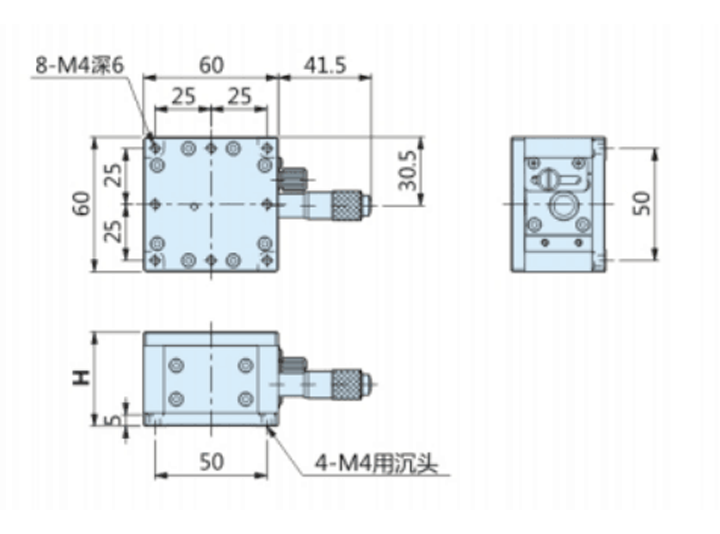 PT-SD60 手動升降臺 精密水平Z軸位移臺 6mm小型升降機 滾珠導軌